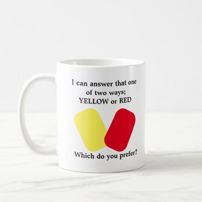 Caneca De Café Humor de futebol amarelo ou vermelho (Esquerda)