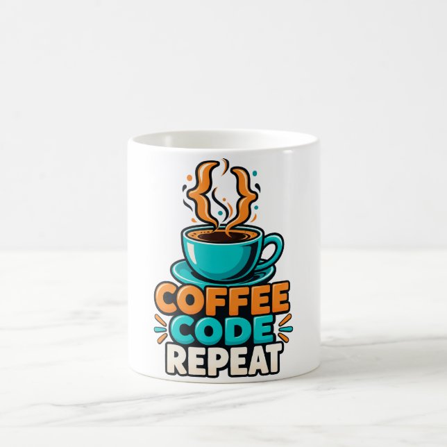 Caneca De Café Humor de Programador Café Código Repetir (Centro)