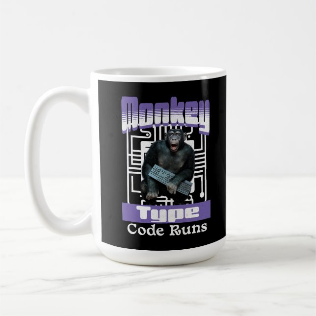Caneca De Café Humor de Programador Executando Código de Macaco (Esquerda)