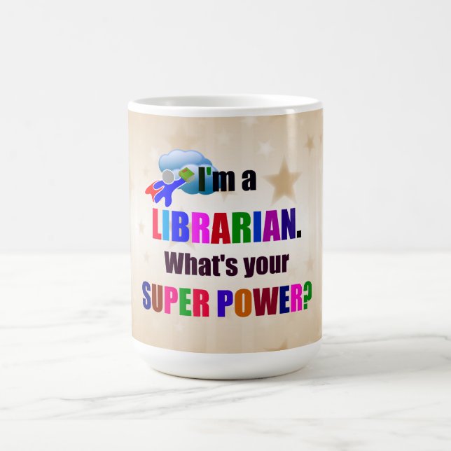 Caneca De Café Humor de Super Energia Bibliotecário (Centro)