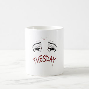 Caneca De Café Humor de Terça-feira Exausta Cartoon Engraçado e R