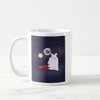 Caneca De Café Humor Divertido de Halloween Fantasma Pensativo