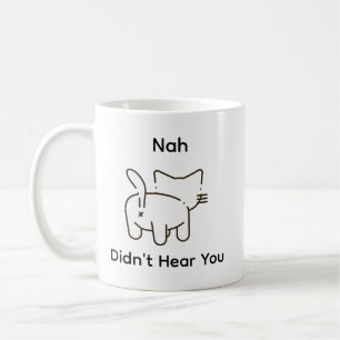 Caneca De Café Humor Engraçado, Doodle Gato de Sarcasmo não ouviu