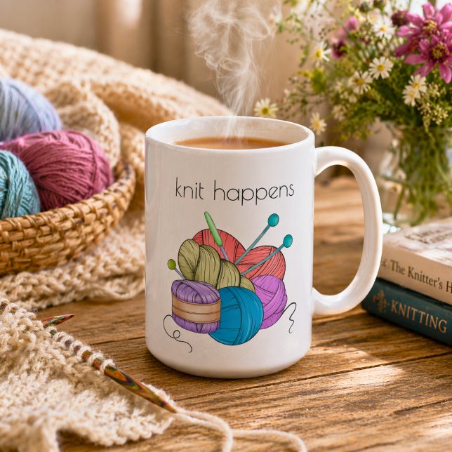 Caneca De Café Humor Knit Acontece  (Criador carregado)