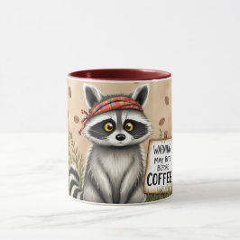 Caneca de café humorística com guaxinim e legenda