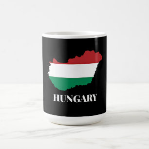Caneca De Café Hungria, silhueta e bandeira,