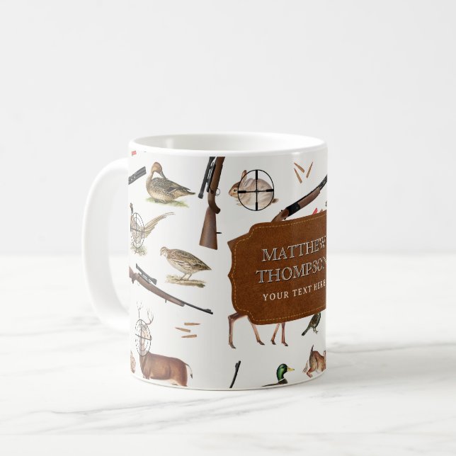 Caneca De Café Hunting Wildlife Outdoorsman Pattern (Frente Esquerda)