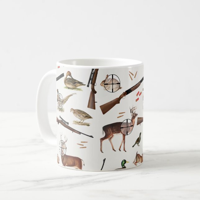 Caneca De Café Hunting Wildlife Outdoorsman Pattern (Frente Esquerda)