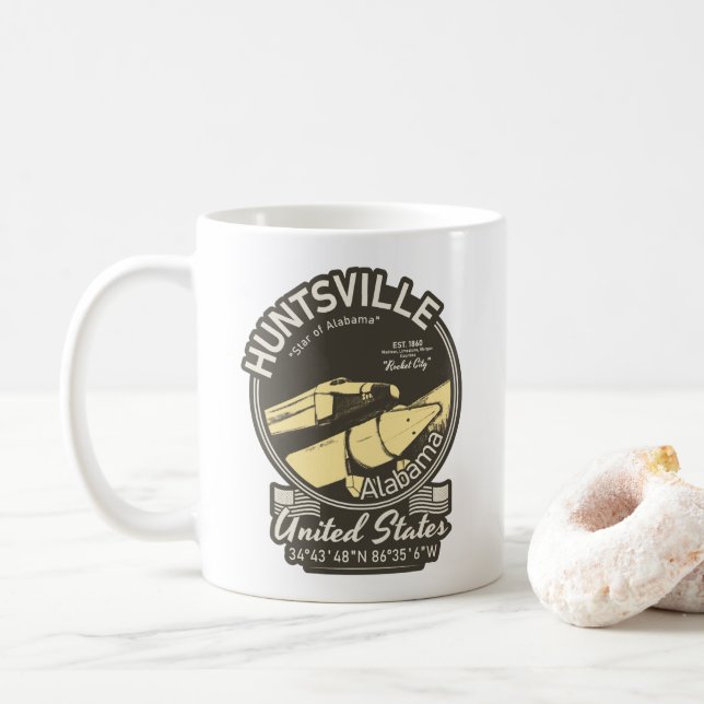 CANECA DE CAFÉ HUNTSVILLE CITY ALABAMA - ESPAÇO ROCKET (Com Donut)