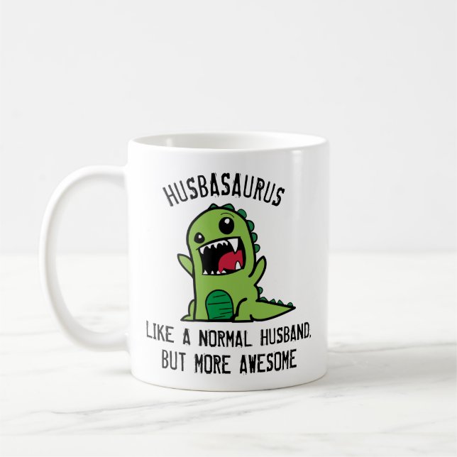 Caneca De Café Husband Mug Dinosaur, Husbasaurus Mug, (Esquerda)