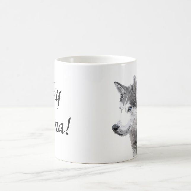 Caneca De Café Huskies Siberianos Cachorro , Husky Mamãe (Centro)