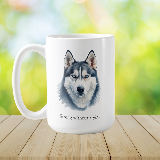 Caneca De Café  Husky em Aquarela  + Citação Personalizada (Criador carregado)