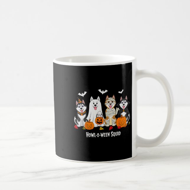 Caneca De Café Husky Halloween Howl O Ween Squad  (Direita)