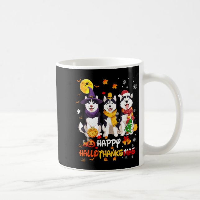 Caneca De Café Husky Happy Hallothanksmas Dog Lover Christmas  (Direita)