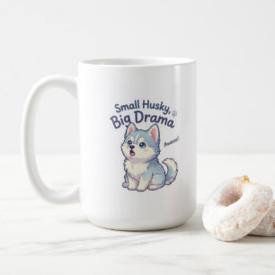 Caneca De Café Husky Pequeno Grande Drama Cachorrinho Engraçado