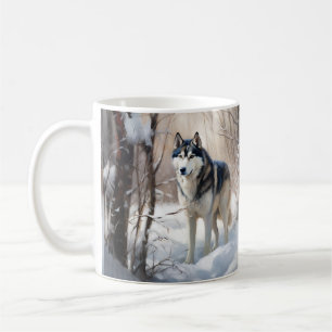 Caneca De Café Husky Siberiano Deixe Nevar Natal