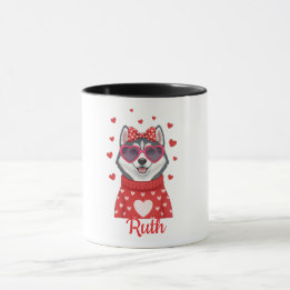Caneca de café Husky Siberiano Dia dos Namorados 2