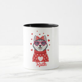 Caneca de café Husky Siberiano Dia dos Namorados 2