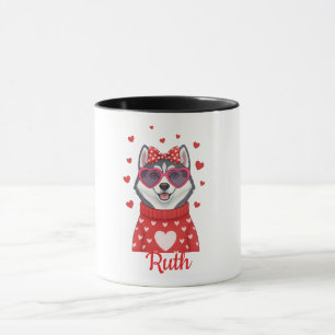 Caneca de café Husky Siberiano Dia dos Namorados 2