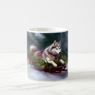 Caneca De Café Husky Siberiano Natal neve inverno