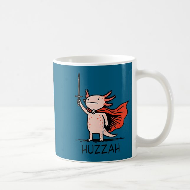 Caneca De Café Huzzah Axolotl Knight Funny Sword Meme Quote  (Direita)