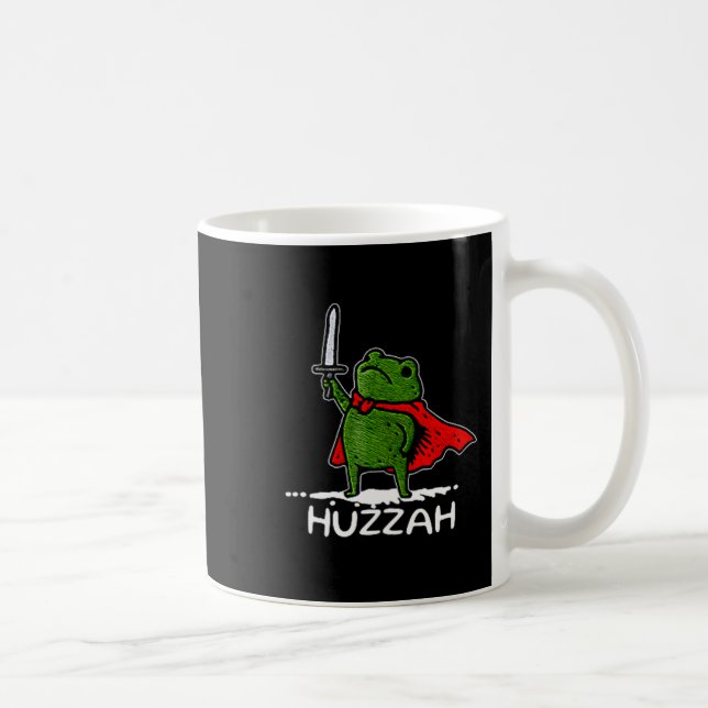 Caneca De Café Huzzah Frog Knight Funny Sword Meme Quote  (Direita)