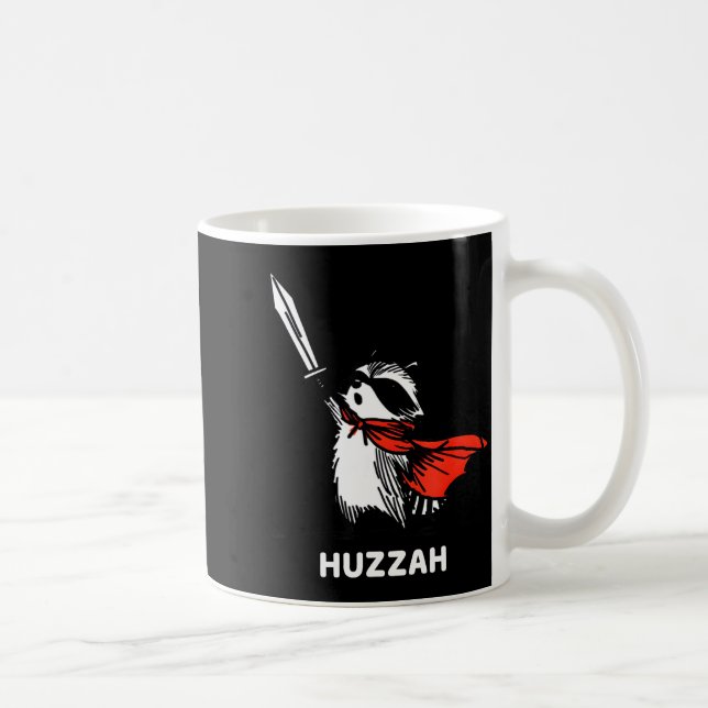 Caneca De Café Huzzah Raccoon Knight Funny Sword Meme Quote  (Direita)