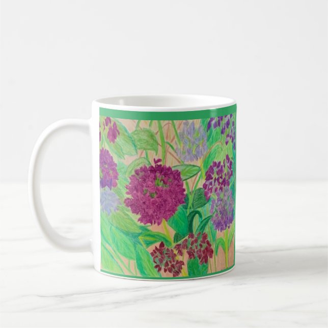 Caneca De Café hydrangea roxa, flores de jardim (Esquerda)