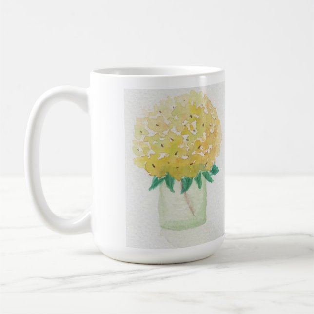 Caneca De Café Hydrangeas Amarelas num vaso (Esquerda)