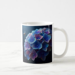Caneca De Café Hydrangeas Floral Purple e Blue