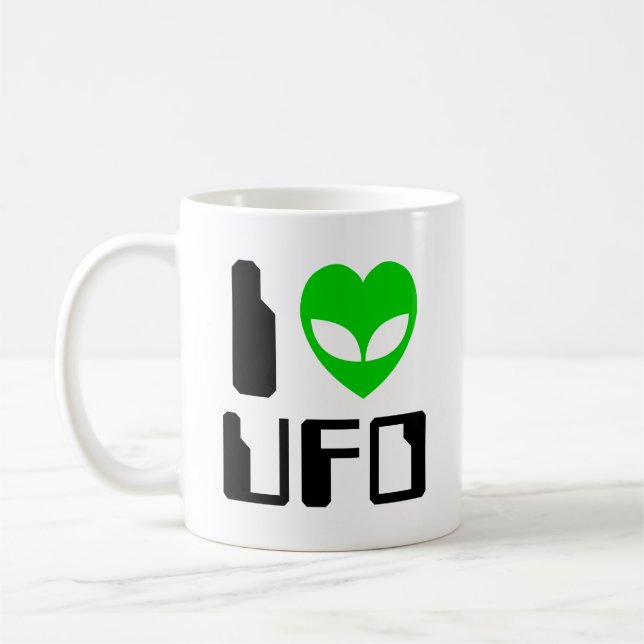 Caneca De Café I Alienígena Coração OVNI Coffee Mug (Esquerda)