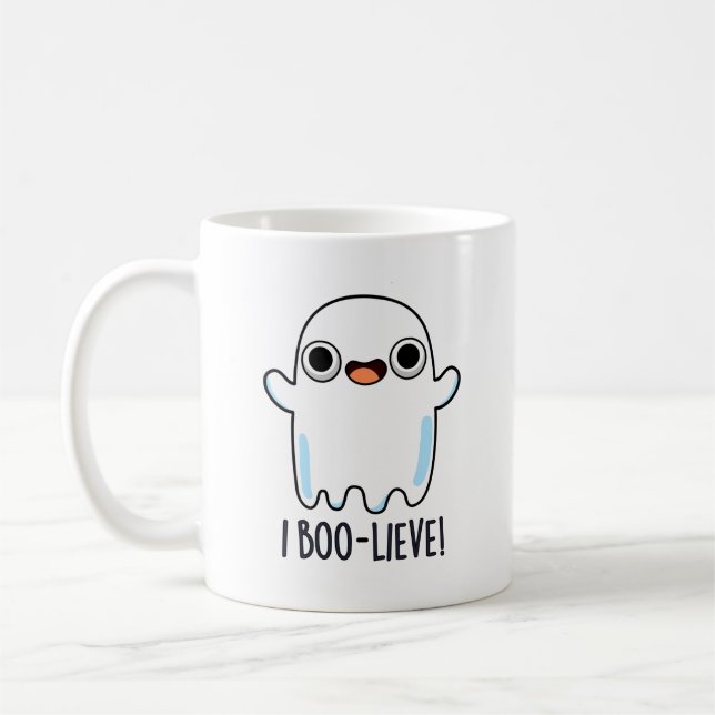 Caneca De Café I Boo-lieve Funny Positive Ghost Pun (Esquerda)