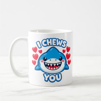 Caneca De Café I Chews You Funny Shark Valentine