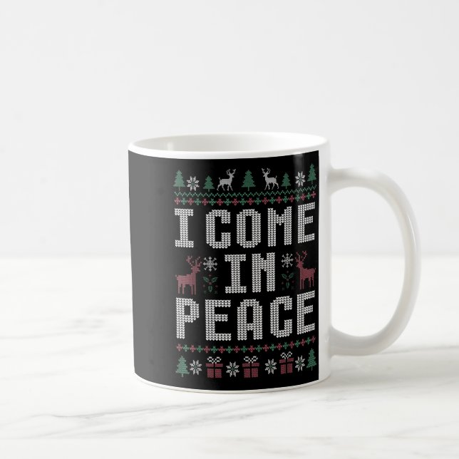 Caneca De Café I Come In Peace Couple Matching Ugly Christmas Swe (Direita)