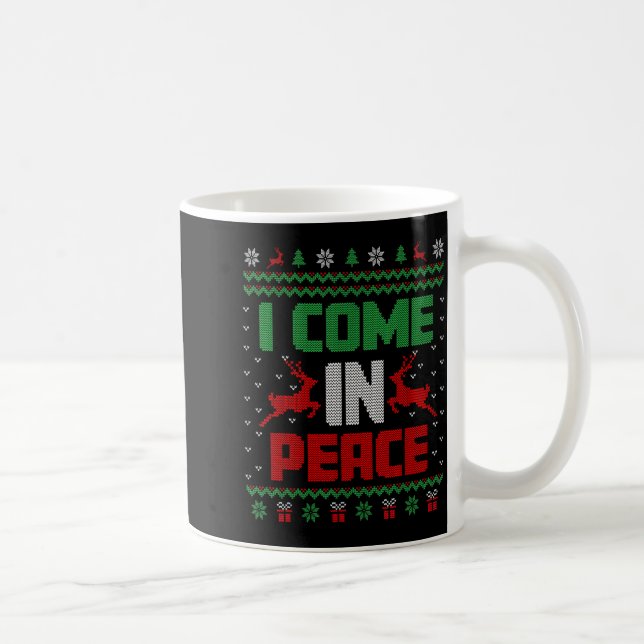 Caneca De Café I Come In Peace Couple Matching Ugly Christmas Swe (Direita)