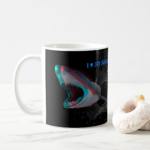 Caneca De Café I Coração de Tubarões 3D