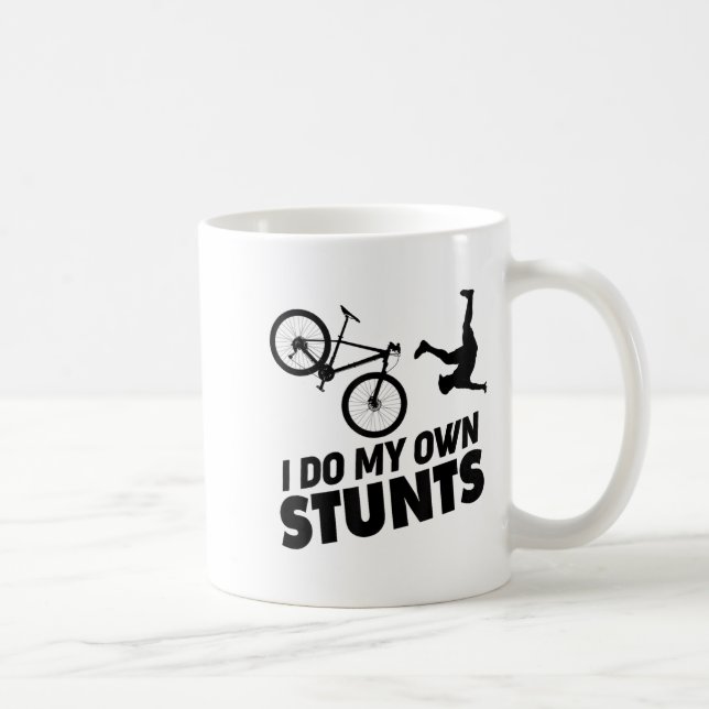 Caneca De Café I Do My Own Stunts Funny Mountain Bike  (Direita)