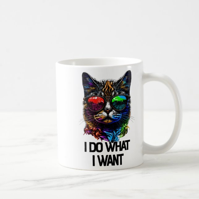 Caneca De Café I Do What I Want Cat With Sungles  (Direita)