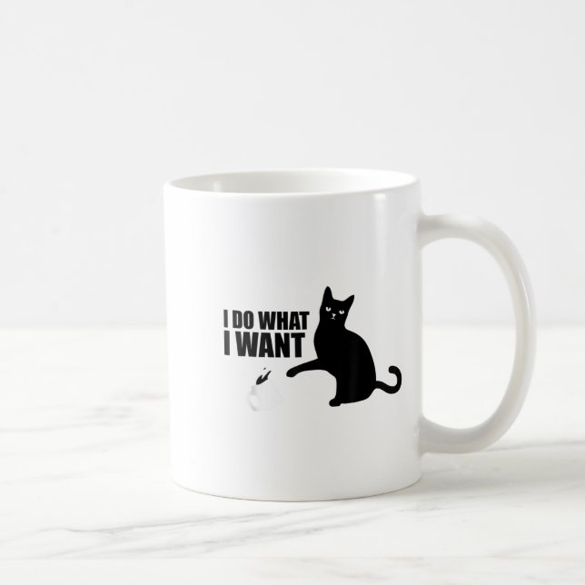 Caneca De Café I Do What I Want Funny Cat Meme  (Direita)