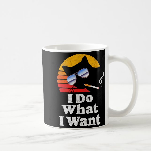 Caneca De Café I Do What Want Cool Funny Cat &amp; Retro Sungles  (Direita)