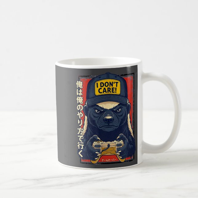 Caneca De Café I Don’t Care - Honey Badger Gamer Design  (Direita)