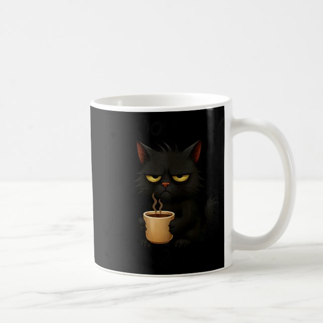 Caneca De Café I Don't Do Mornings Funny Quote Black Cat Lover Gi (Direita)