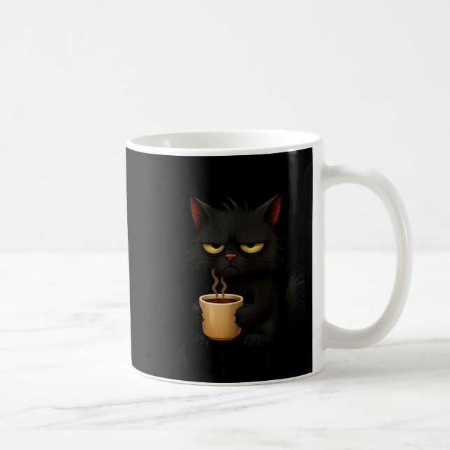 Caneca De Café I Don't Do Mornings Funny Quote Black Cat Lover Gi (Direita)