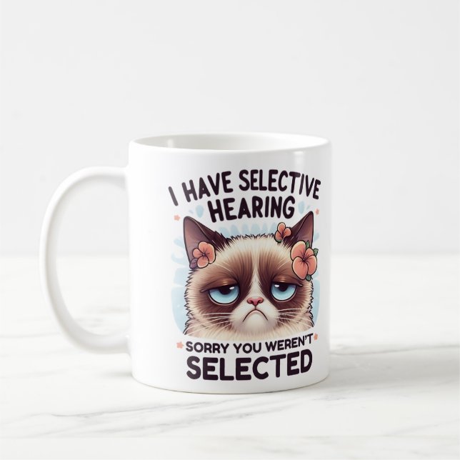 Caneca De Café I Have Selective Hearing Funny Cat Lover Gift  (Esquerda)