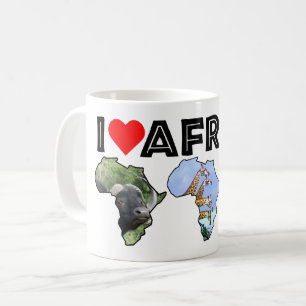Caneca De Café I Heart Africa Map African Wildlife Trio