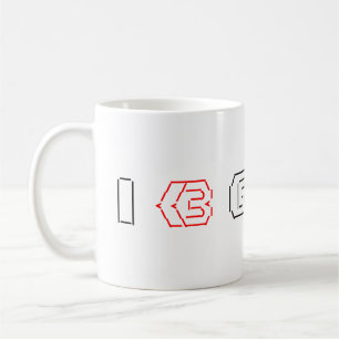 Caneca De Café I Heart Geeks ASCII ART