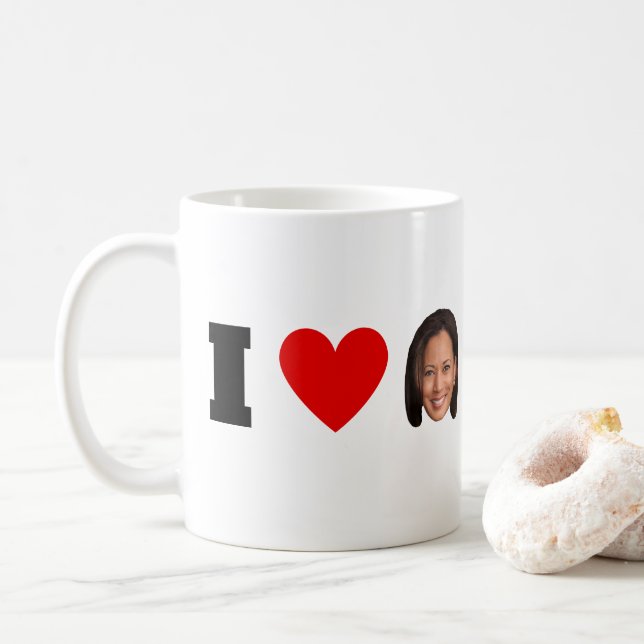 Caneca De Café I Heart Kamala Harris (Com Donut)
