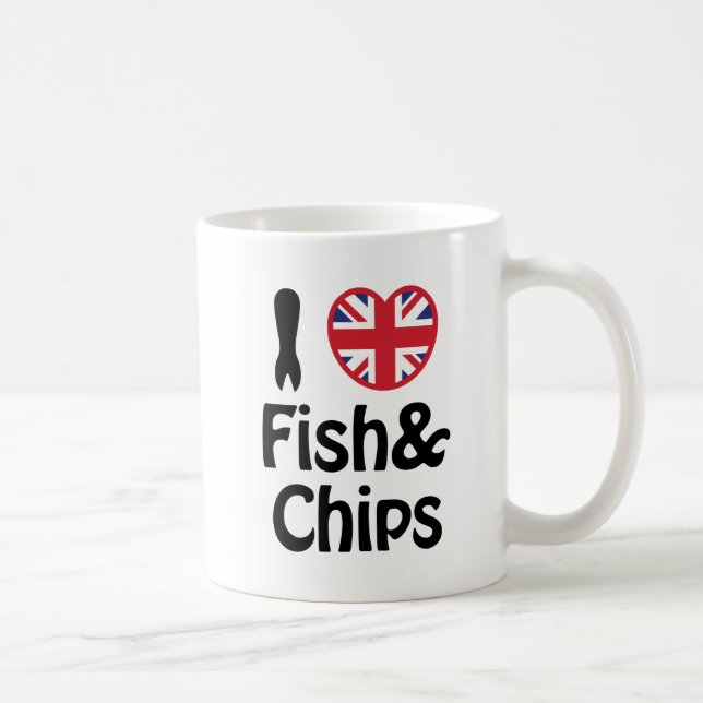Caneca De Café I Heart [Love] Fish & Chips (Direita)