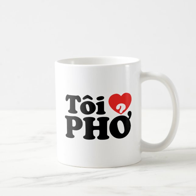 Caneca De Café I Heart (Love) Pho (Tôi9PHỞ) Língua vietnamita (Direita)