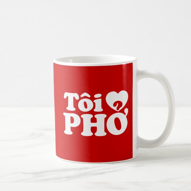 Caneca De Café I Heart (Love) Pho (Tôi9PHỞ) Língua vietnamita (Direita)